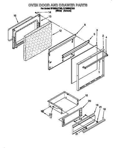 Oven door and drawer