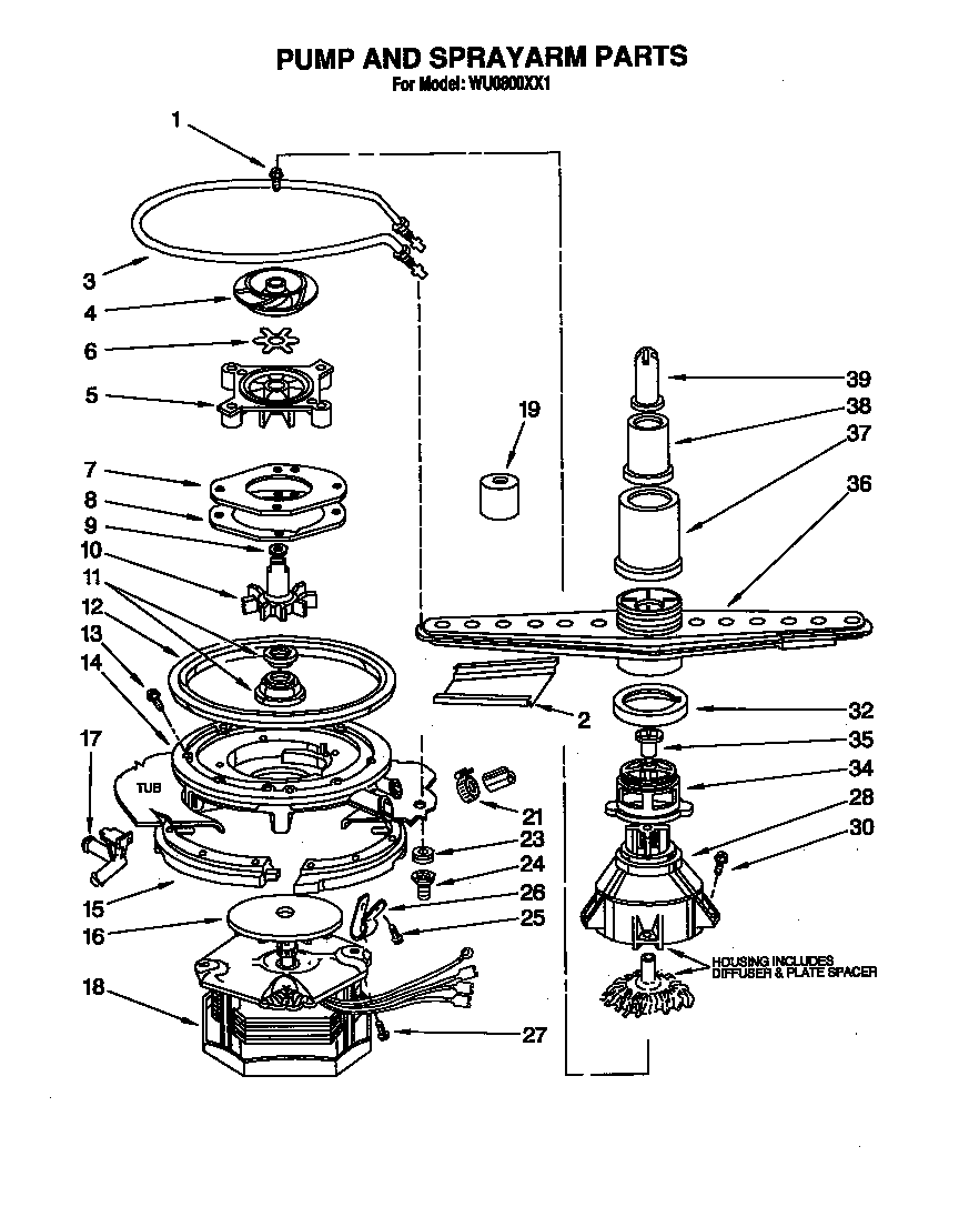 Pump and sprayarm