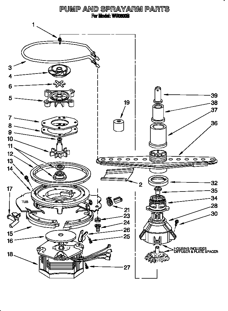 Pump and sprayarm