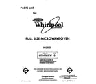Whirlpool MT6900XW0 front cover diagram
