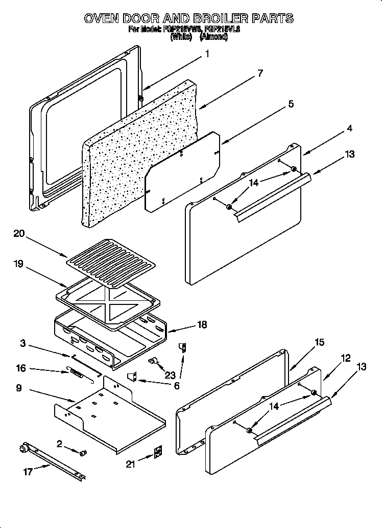 Oven door and broiler