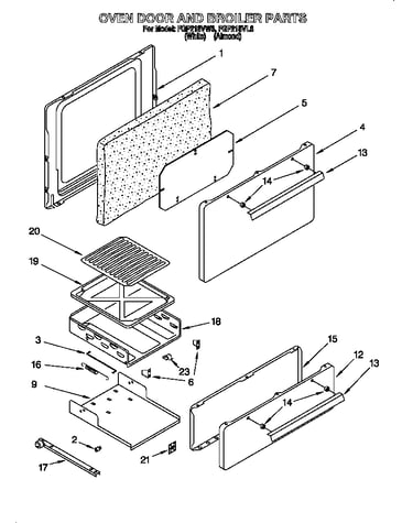 Oven door and broiler