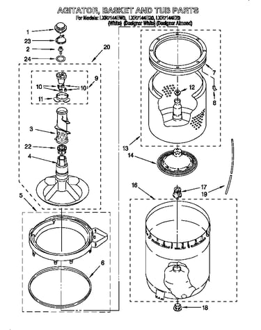 Agitator, basket and tub
