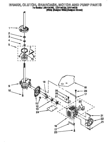 Brake, clutch, gearcase, motor and pump