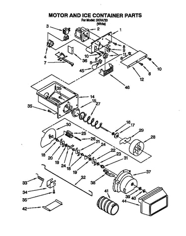 Motor and ice container