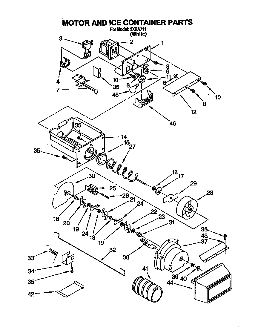 Motor and ice container