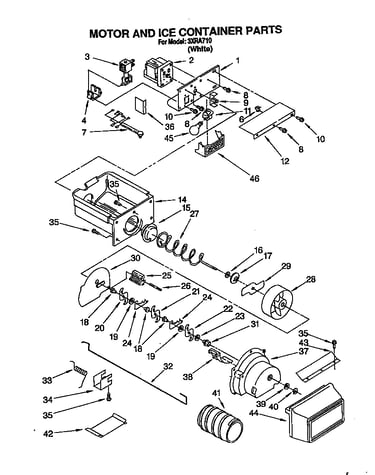 Motor and ice container