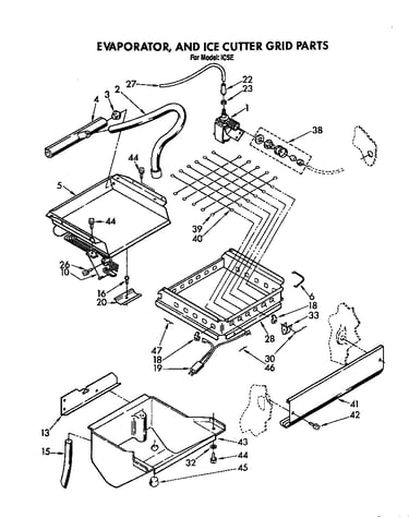 Evaporator, and ice cutter grid