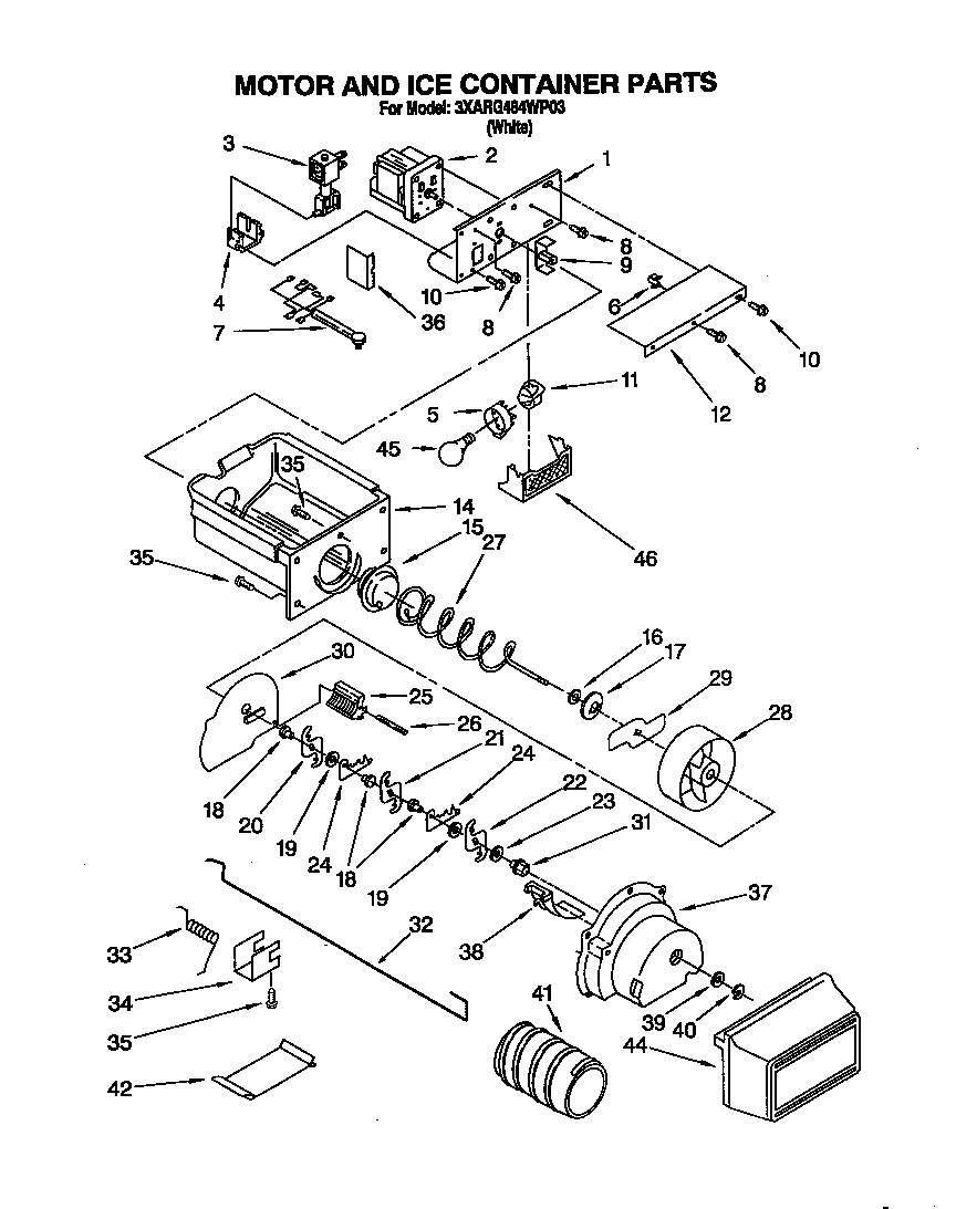 Motor and ice container