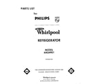 Whirlpool ARG4901 front cover diagram