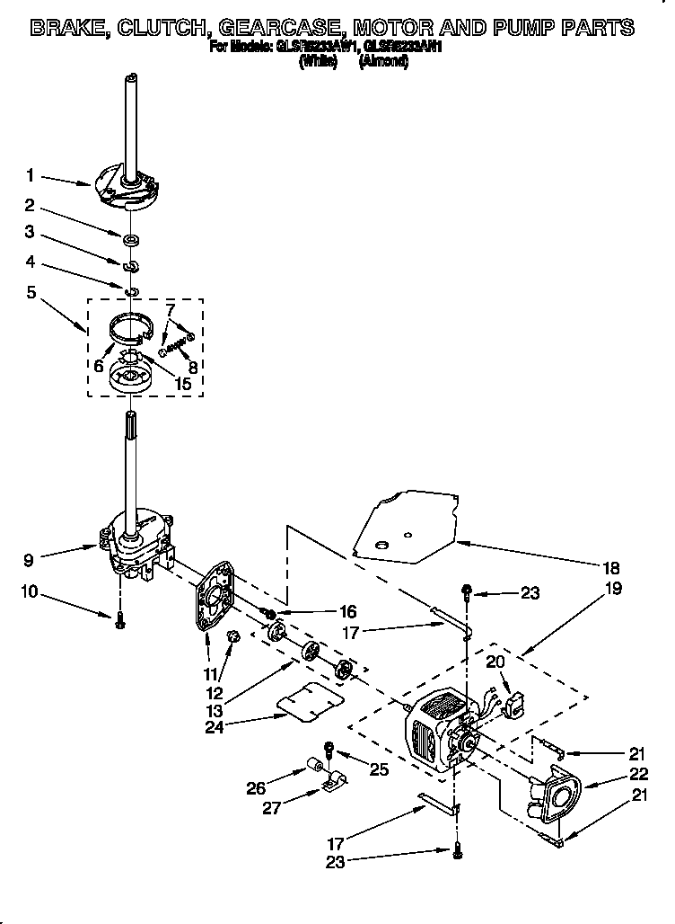 BRAKE, CLUTCH, GEARCASE, MOTOR AND PUMP