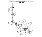 Whirlpool GLSR5233AW1 brake, clutch, gearcase, motor and pump diagram