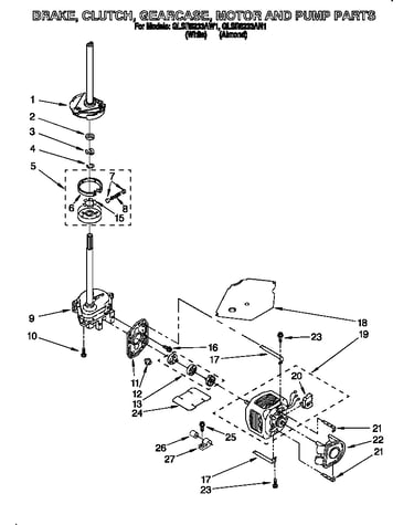 Brake, clutch, gearcase, motor and pump