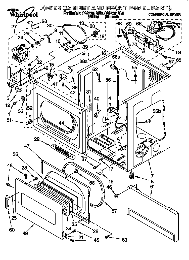 Lower cabinet and front panel