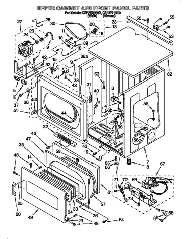 Upper cabinet and front panel
