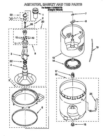 Agitator, basket and tub