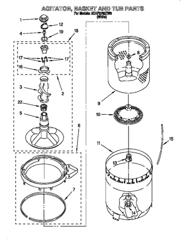 Agitator, basket and tub