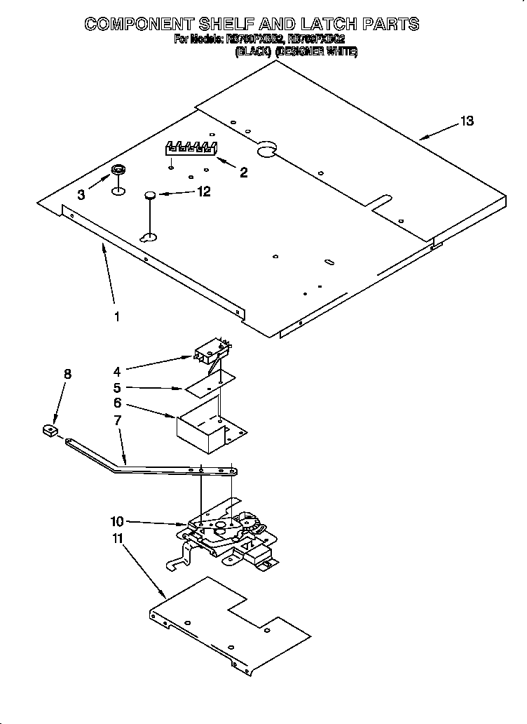 Component shelf and latch