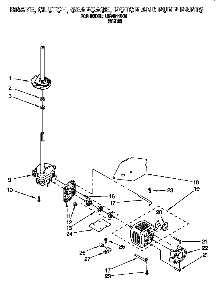 Brake, clutch, gearcase, motor and pump