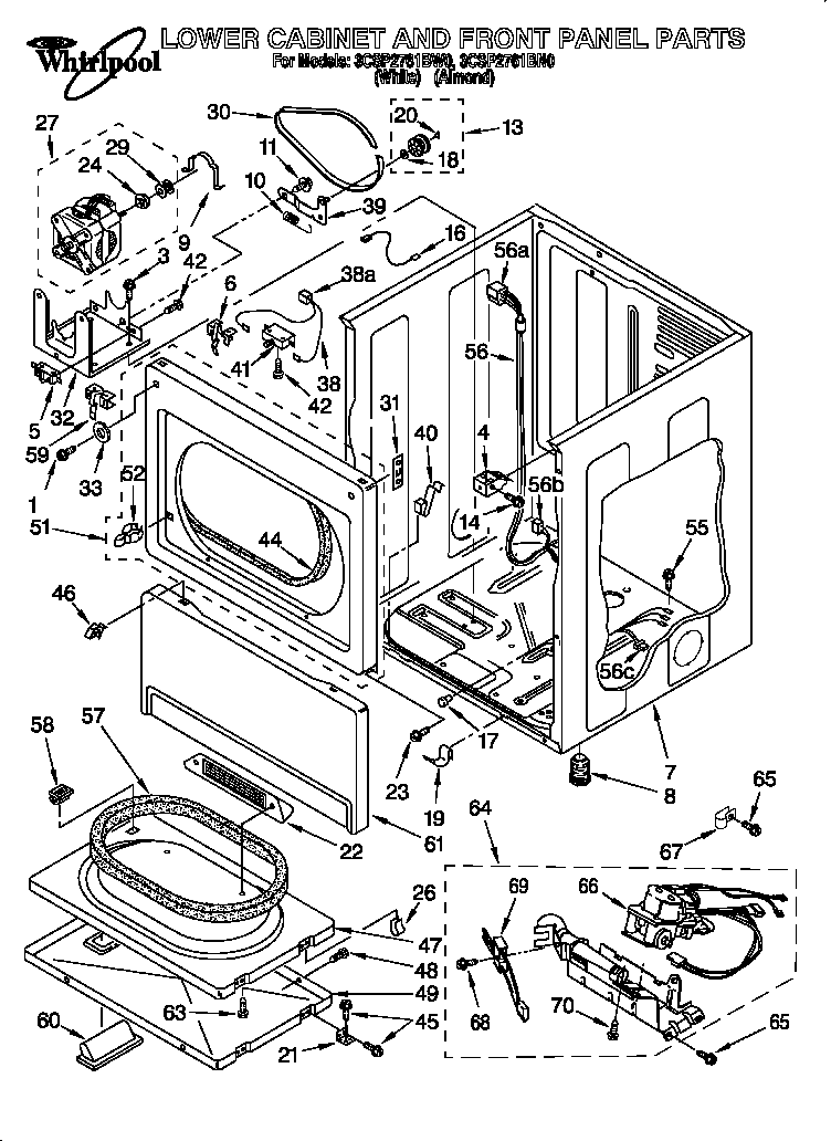 Lower cabinet and front panel
