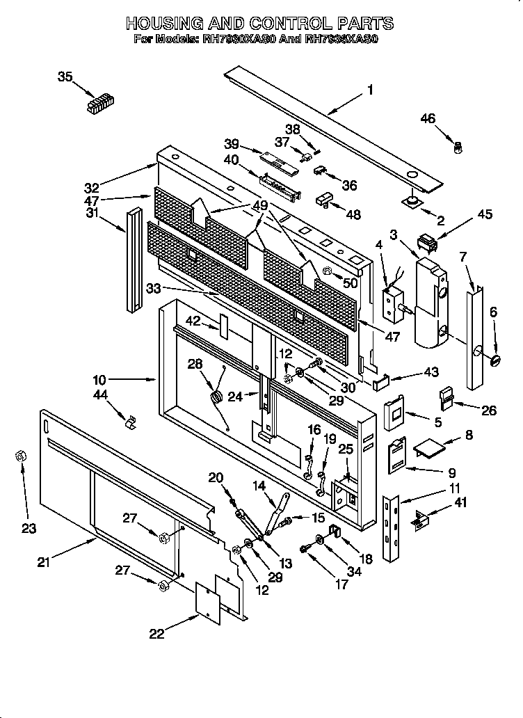 Housing and control parts