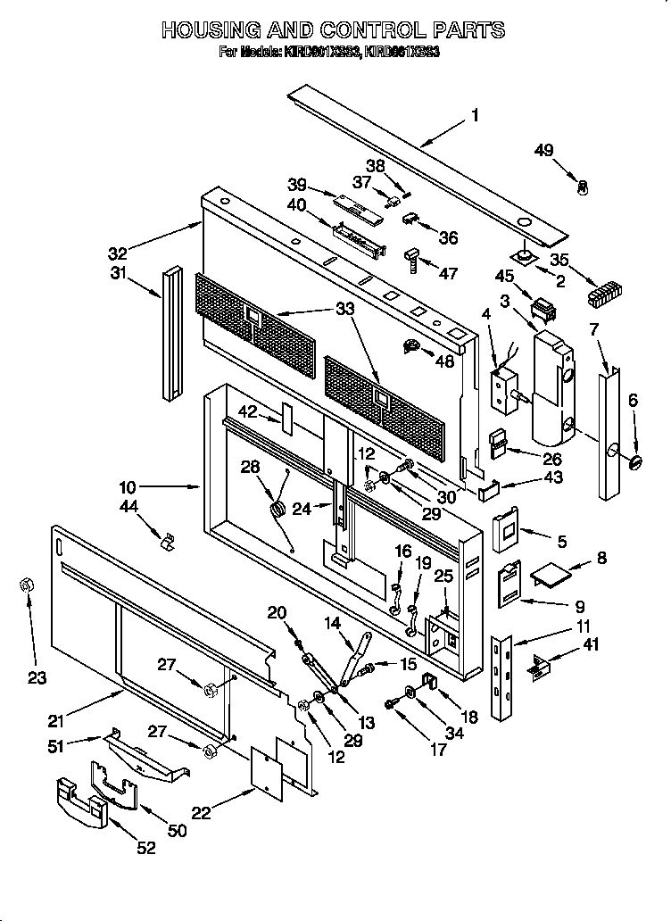 Housing and control parts