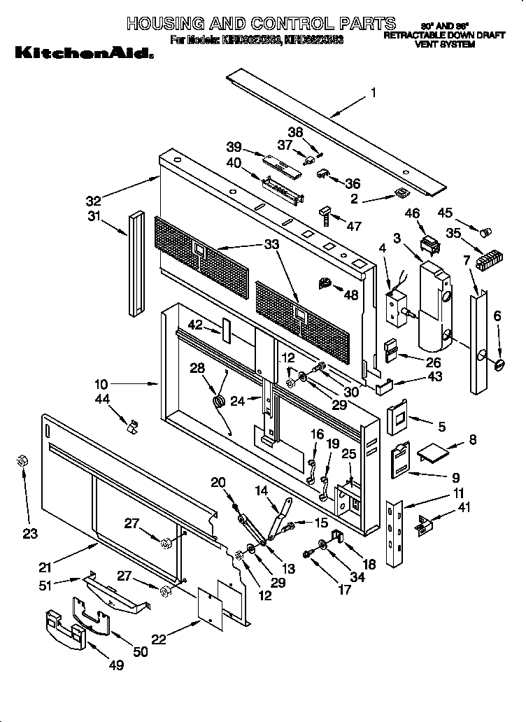 Housing and control parts
