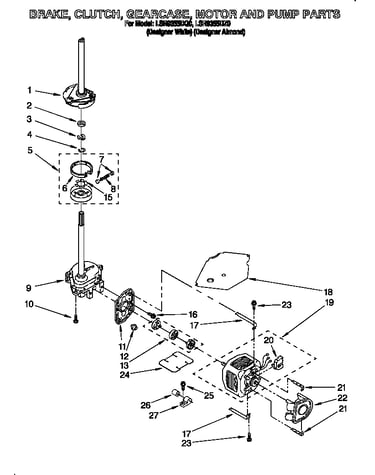 Brake, clutch, gearcase, motor and pump