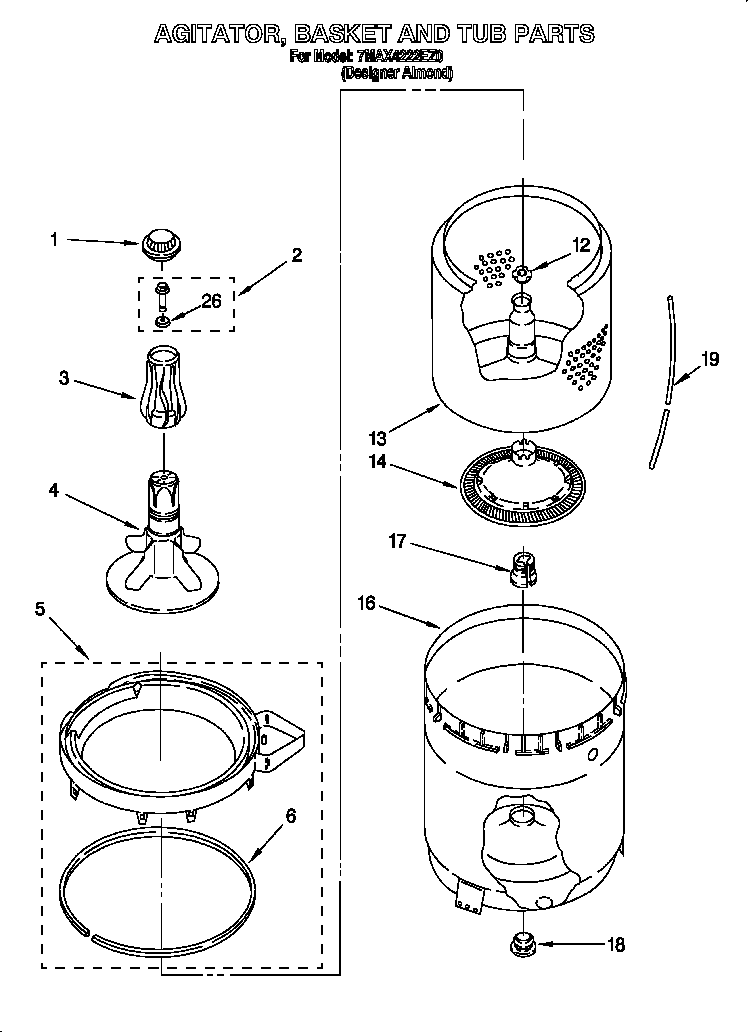 AGITATOR, BASKET & TUB