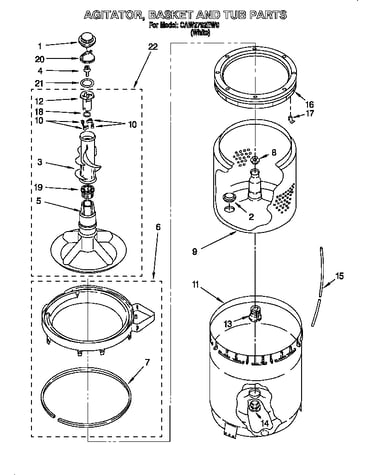 Agitator, basket and tub