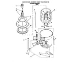 Whirlpool CCW5264EW0 agitator, basket, and tub diagram