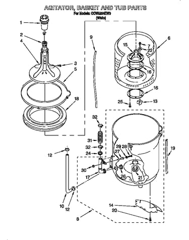 Agitator, basket, and tub