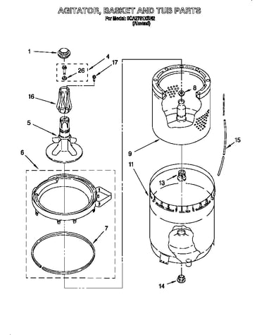 Agitator, basket and tub