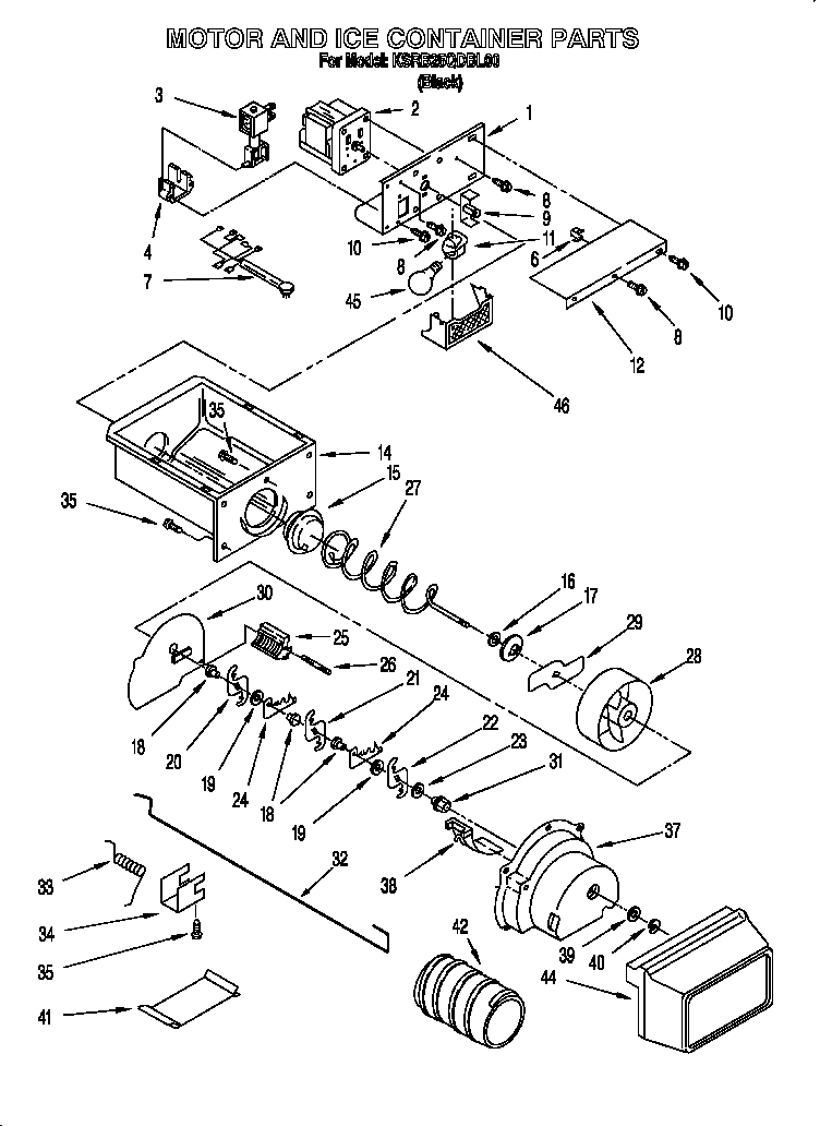 Motor and ice container