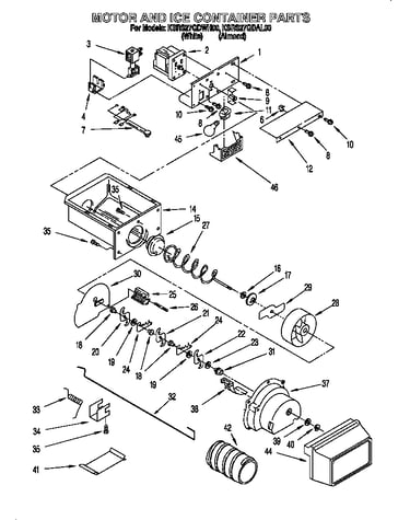 Motor and ice container