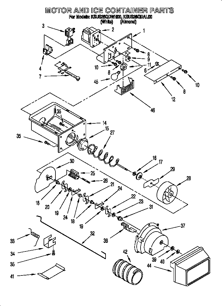 MOTOR AND ICE CONTAINER