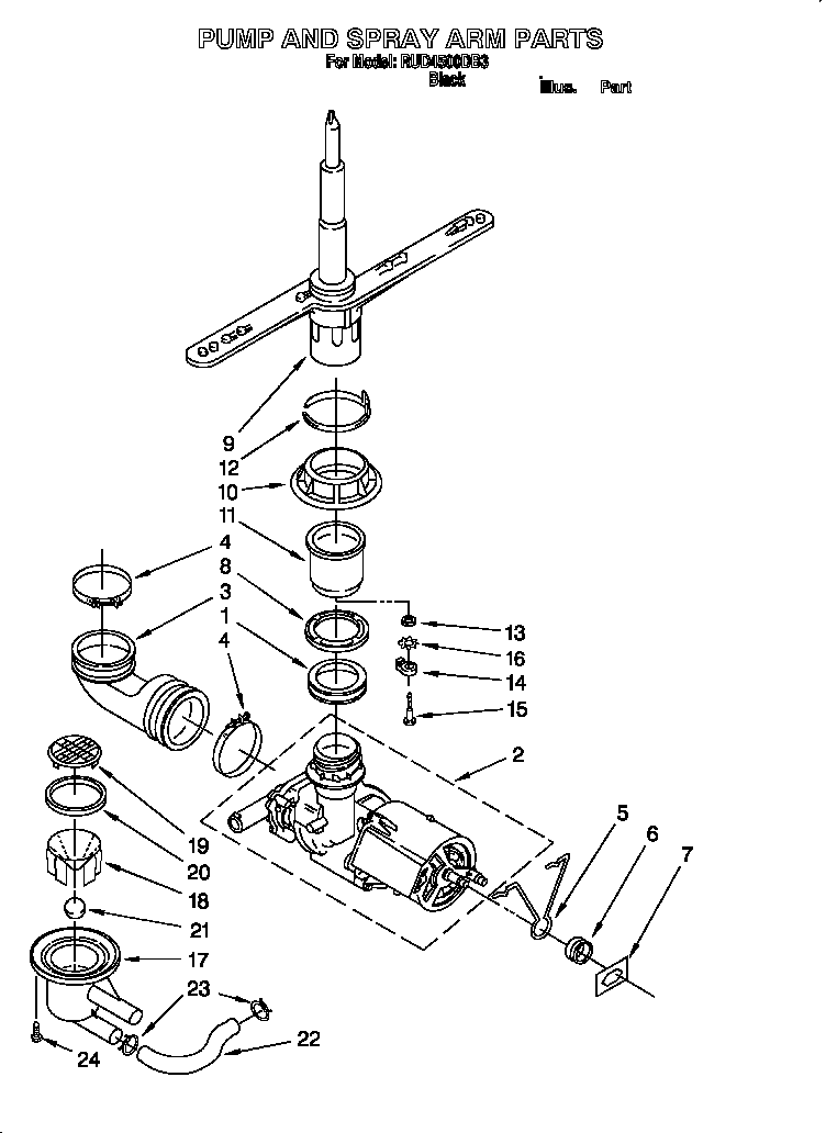 Pump and sprayarm