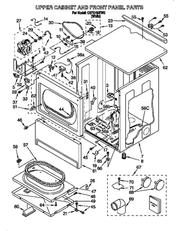 Upper cabinet and front panel