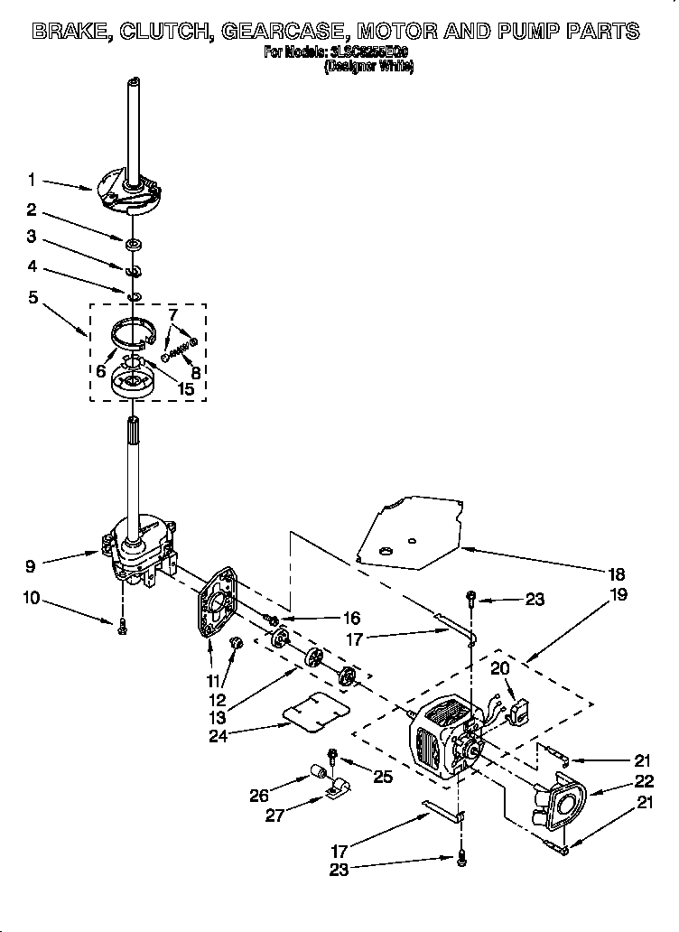 Brake, clutch, gearcase, motor and pump
