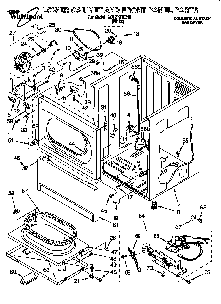 Lower cabinet and front panel