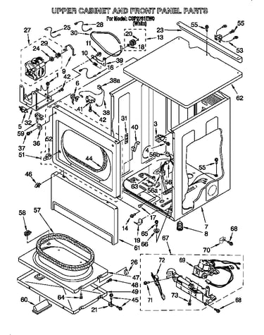 Upper cabinet and front panel