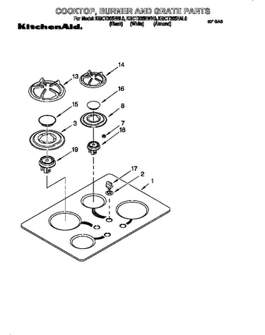 Cooktop, burner and grate