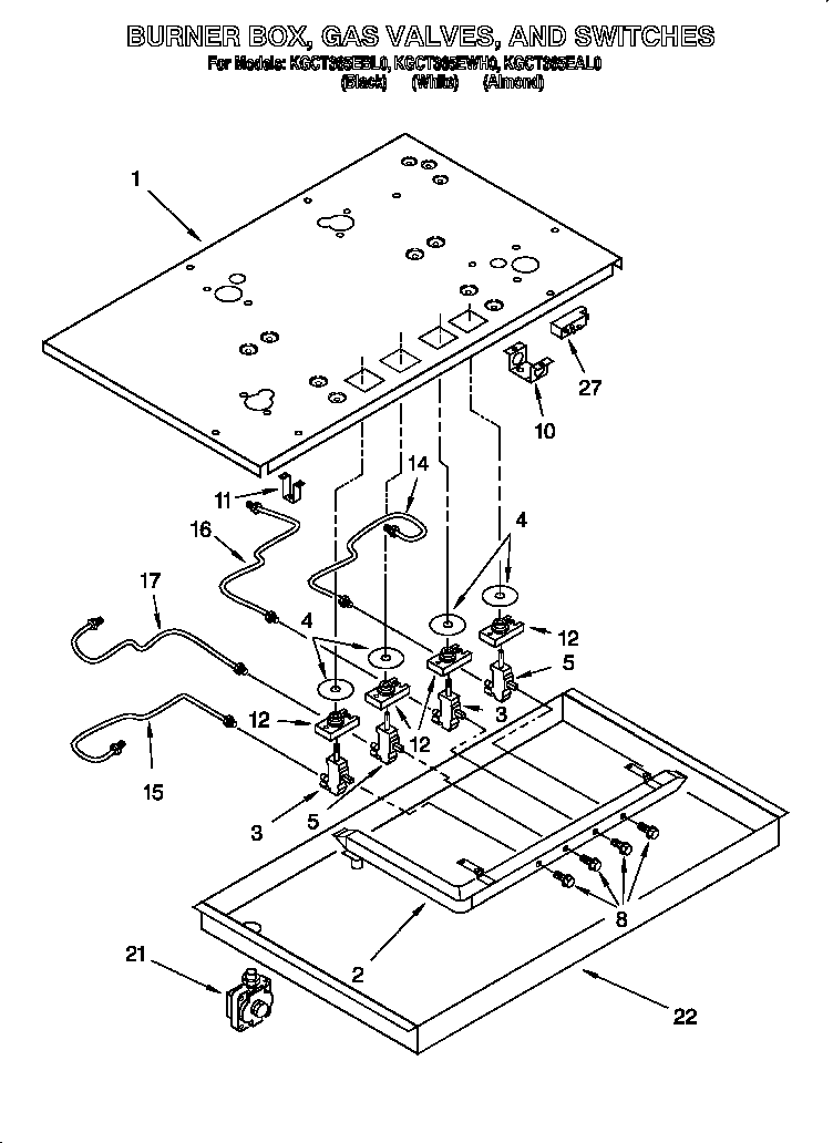 Burner box,gas valves and switches