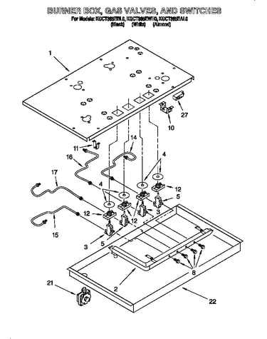 Burner box,gas valves and switches