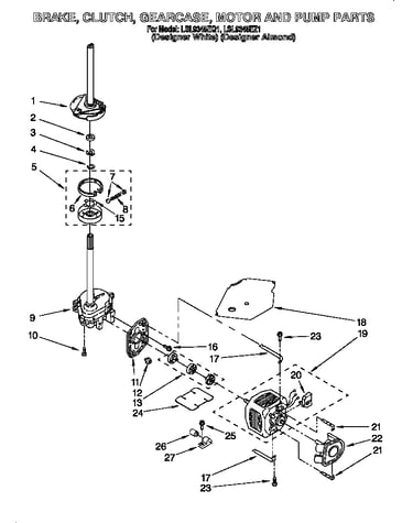 Brake, clutch, gearcase, motor and pump