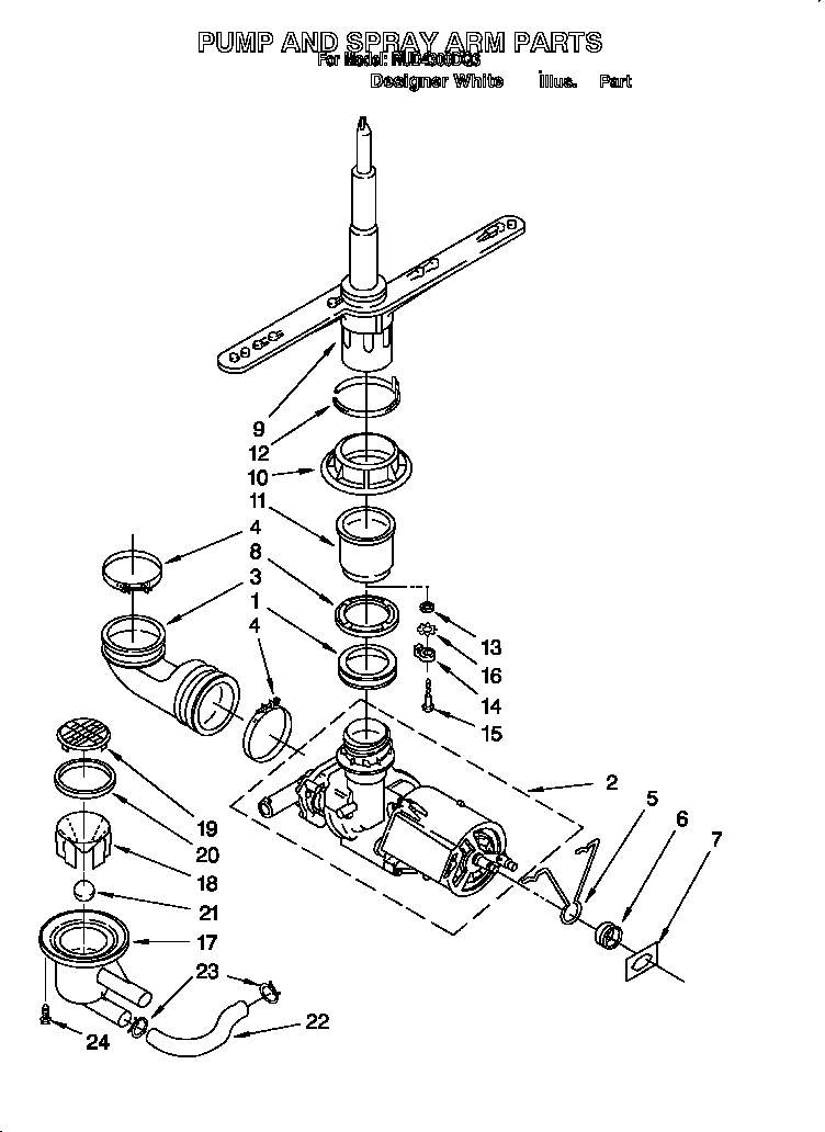 Pump and sprayarm