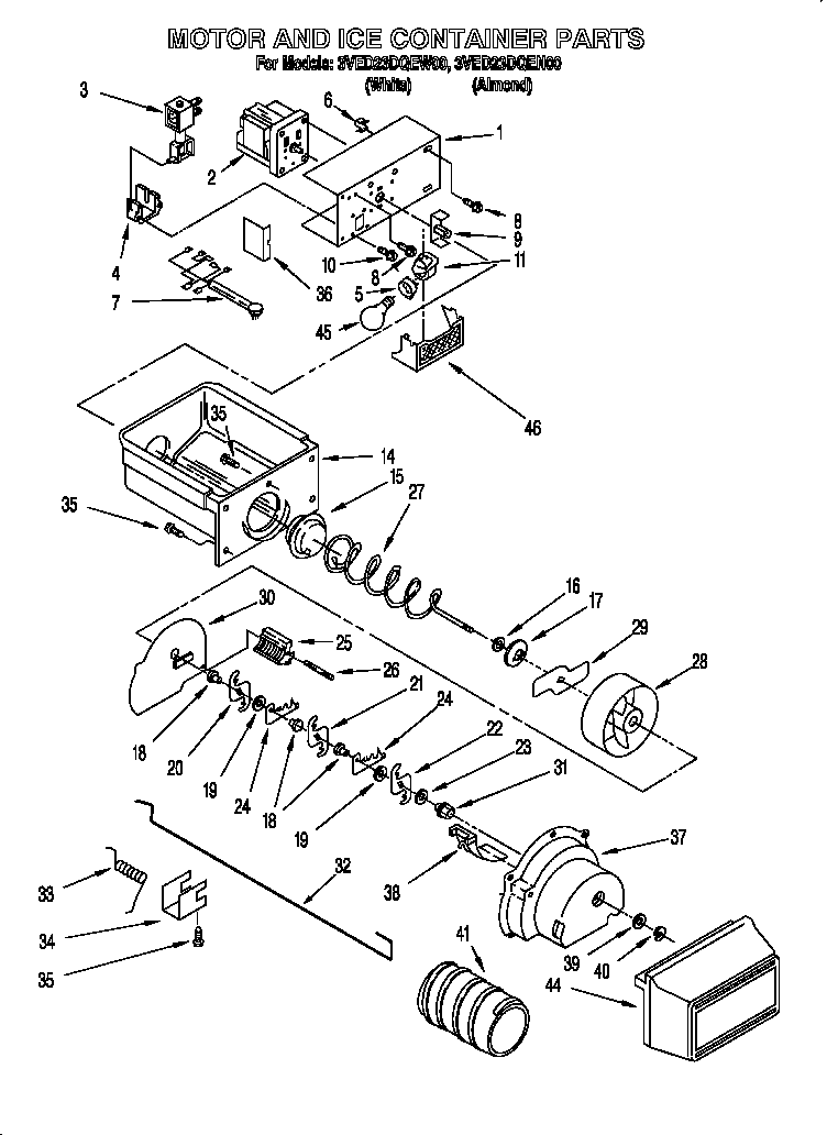 Motor and ice container