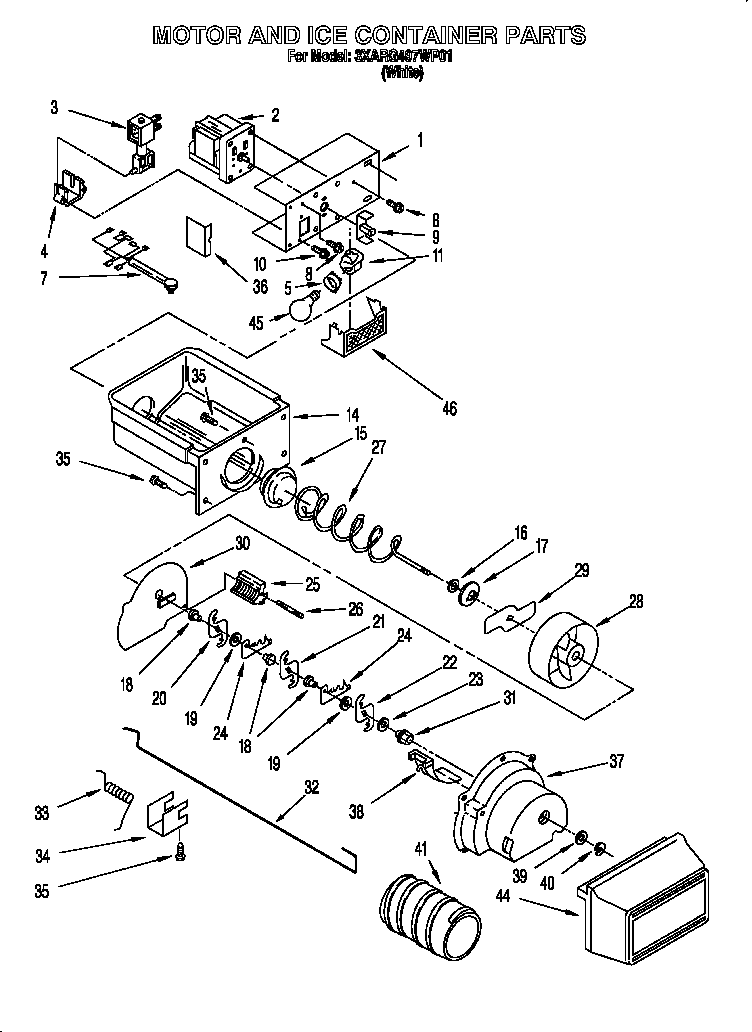 Motor and ice container