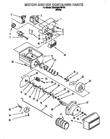 Motor and ice container