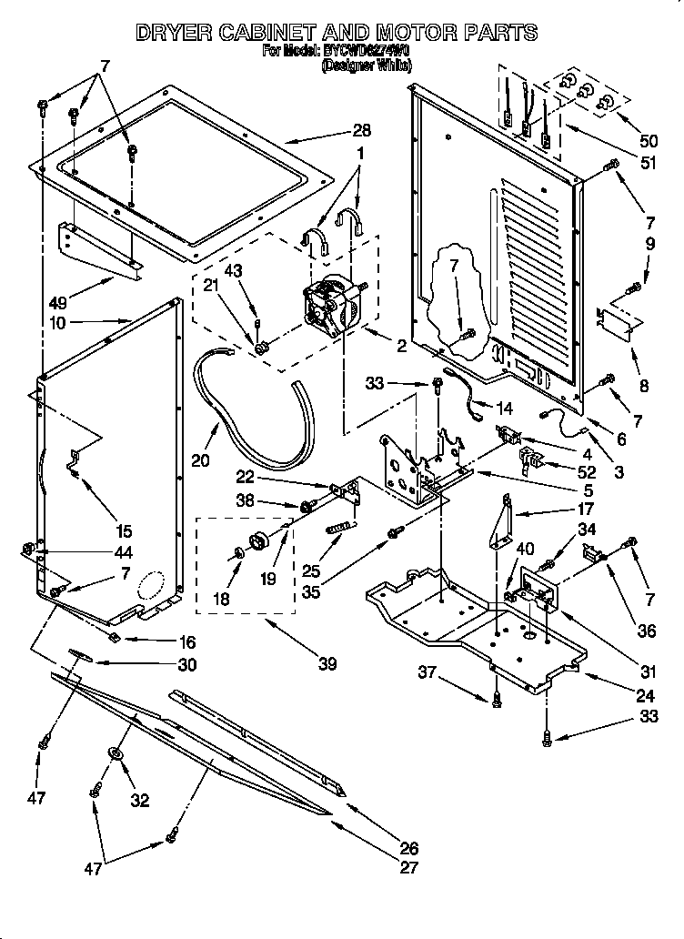 Dryer cabinet and motor